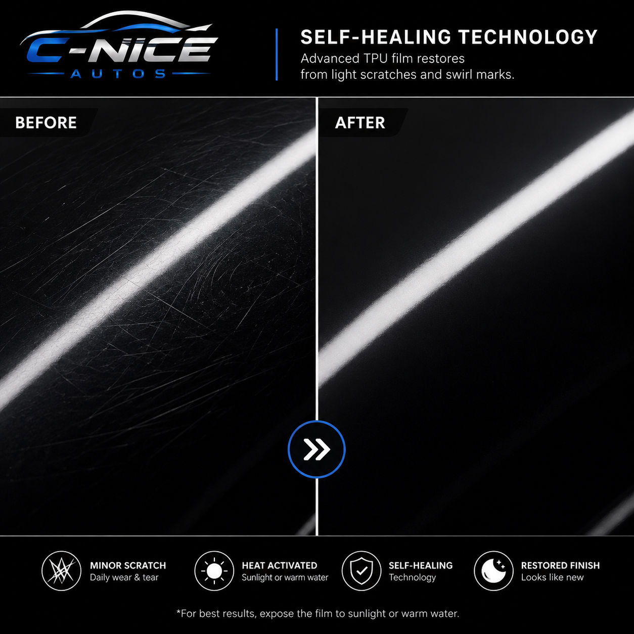C-Nice Gloss Piano Black TPU Color PPF self-healing